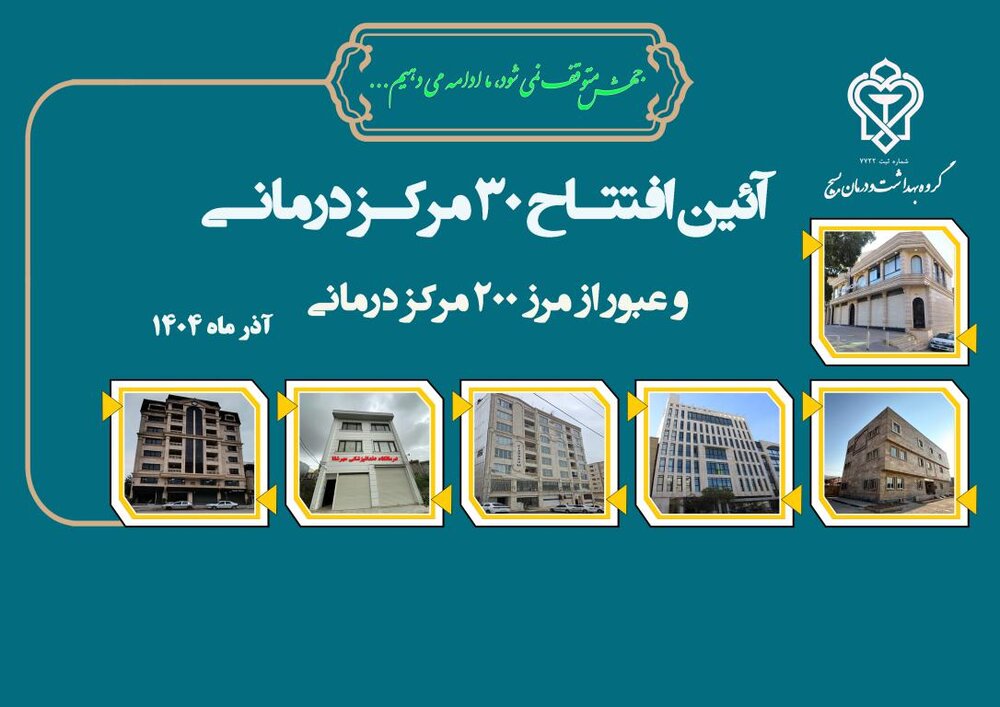 افتتاح ۳۰ مرکز جدید موسسه خدمات درمانی بسیجیان؛ عبور از مرز ۲۰۰ مرکز همزمان با هفته بسیج